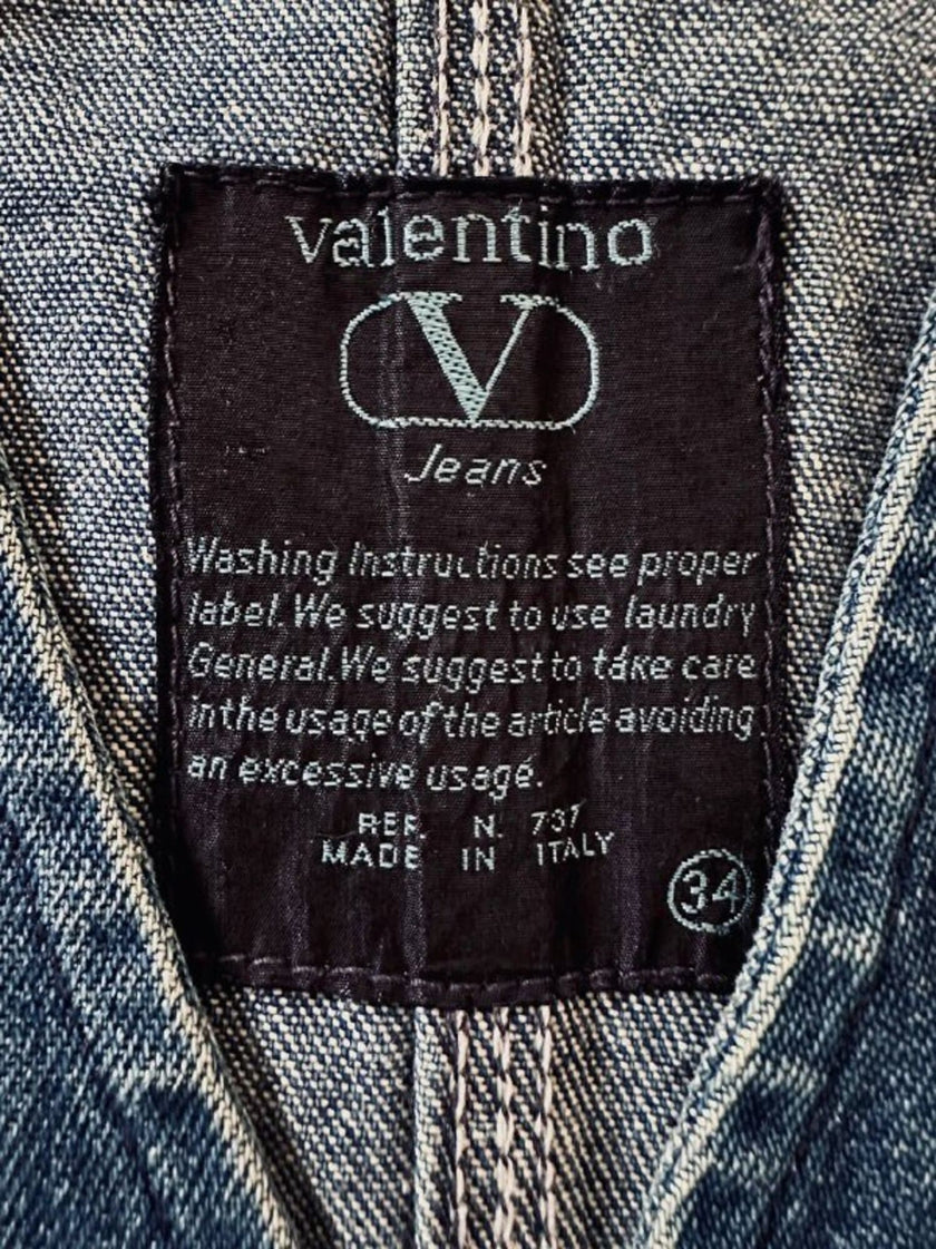 Gilet Valentino Jeans in denim blu slavato con bottoni a chiodo