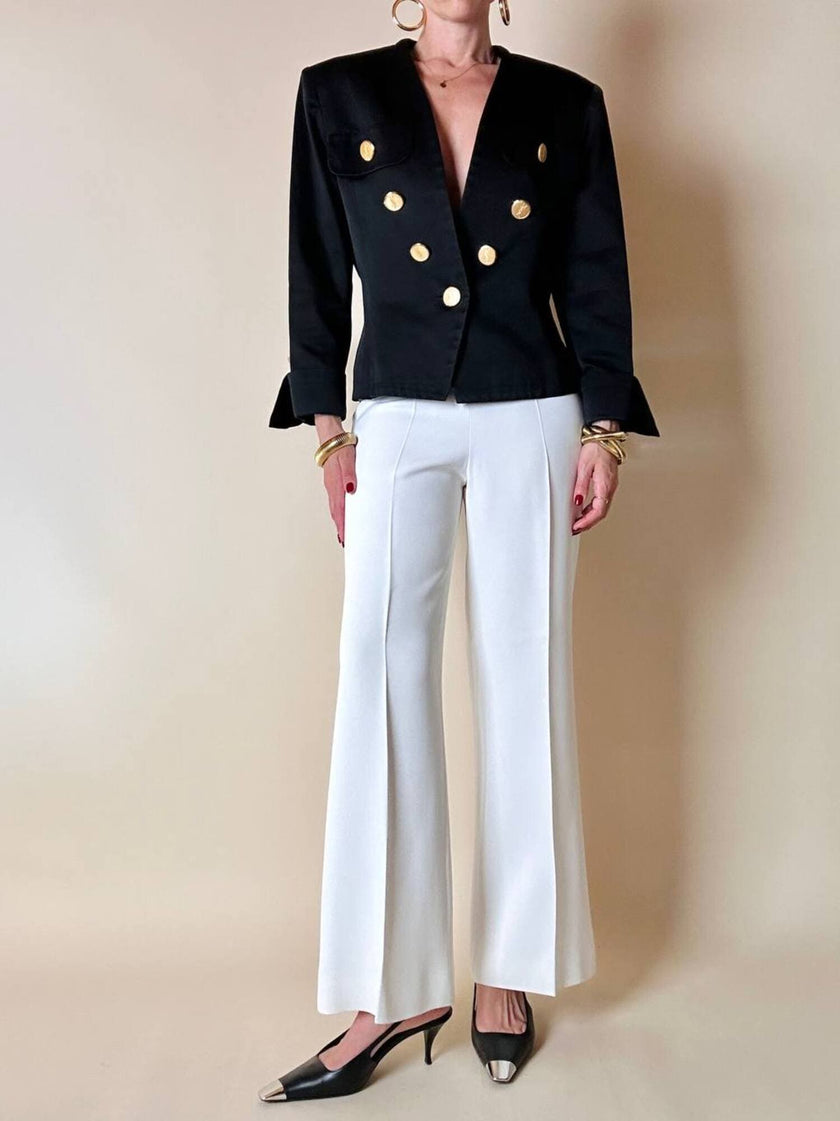 Blazer nero con bottoni gioiello dorati “Yves Saint Laurent”