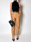 Vintage high-waisted tan leather trousers by Modissa