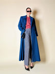 Maxi cappotto in lana color blu petrolio 