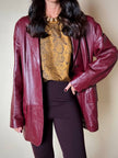 Blazer oversize in pelle bordeaux Max