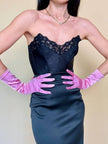 Bustier nero in tessuto operato con dettaglio in pizzo “La Perla”