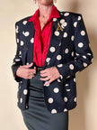 Blazer in seta nera a grandi pois color panna “Genny”
