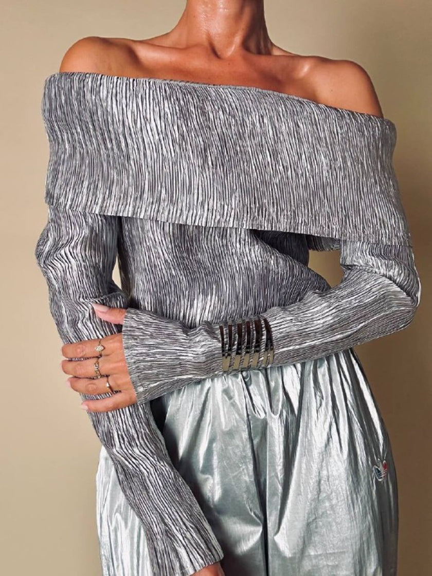 Manchette in metallo scavato argento “Thierry Mugler”