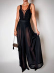 Schwarze Palazzo-Hose mit hoher Taille aus Voile