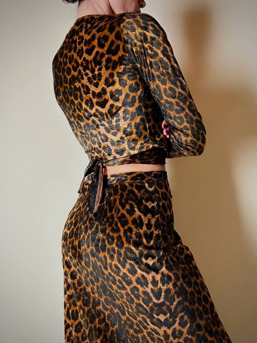 Gonna lunga con top in coordinato in velluto animalier “Roman’s”