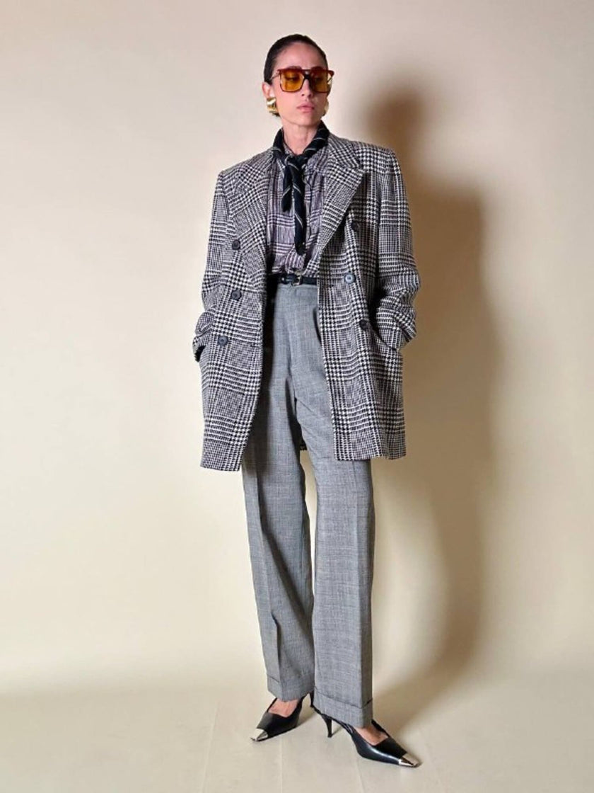 Blazer doppiopetto in lana principe di Galles “Yves Saint Laurent”