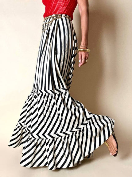 Gonna lunga Sportmax vintage in cotone jacquard a righe nere
