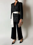 Blazer vintage Episode in shantung di seta nera con bottoni in passamaneria