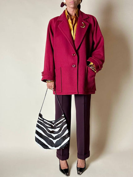 Giaccone Yves Saint Laurent in lana rosso Borgogna
