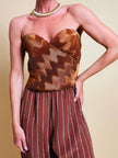 Bustier La Perla con scollo a cuore in tessuto micro plissé color bronzo
