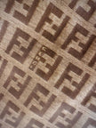 Tote bag vintage Fendi in tela monogram e marrone con finiture in pelle tortora
