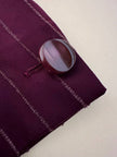 Blazer doppiopetto in rasato di lana gessato color burgundy “Gianni Versace”