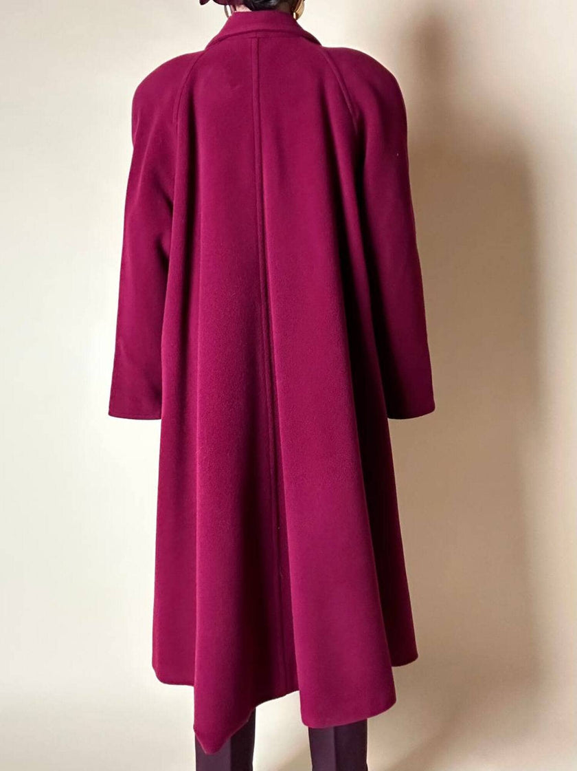 Cappotto doppiopetto oversize in lana rosso Borgogna Riflessi