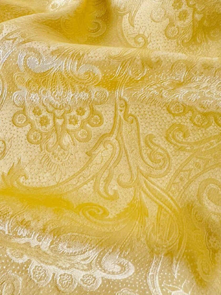 Camicia oversize in seta Jacquard giallo pastello “È Seta”