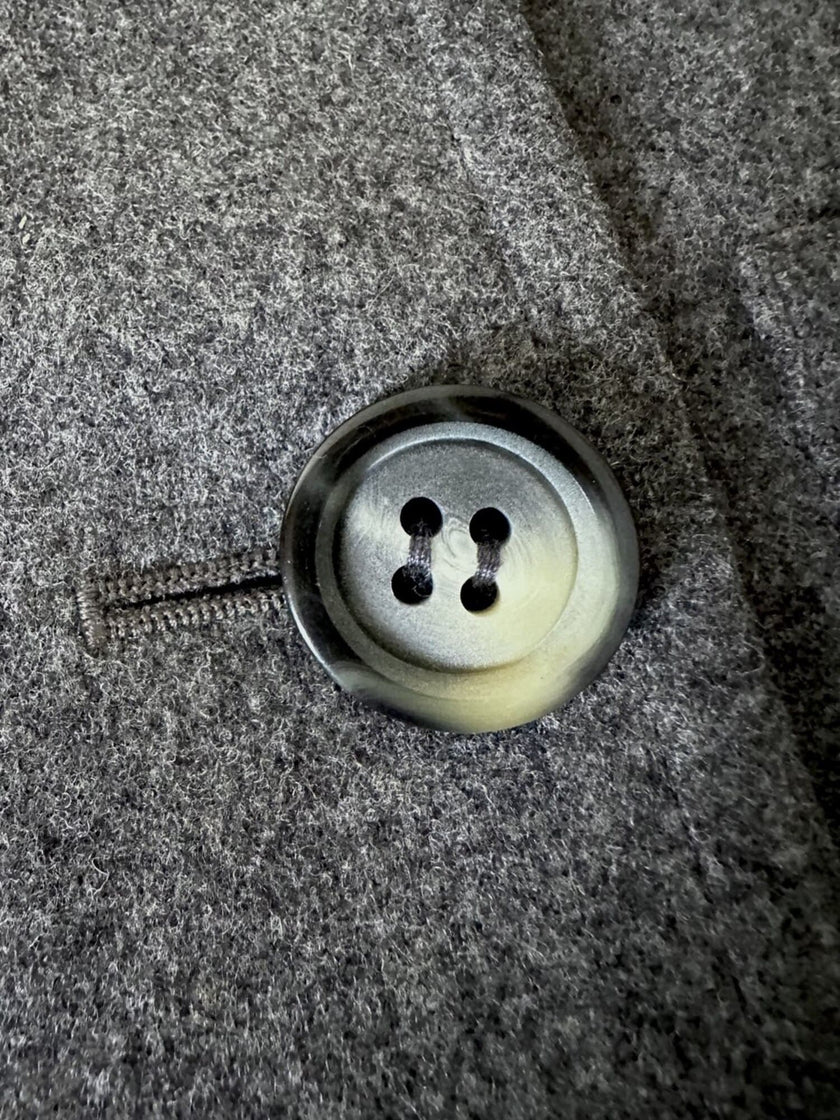 Blazer doppiopetto Yves Saint Laurent in panno di lana mélange grigio antracite
