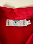 Camicia rossa in raso di seta con ricamo e bottoni gioiello “Valentino Garavani”