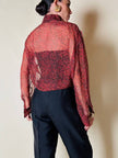 Blusa rossa in chiffon micro fantasia “Yves Saint Laurent”