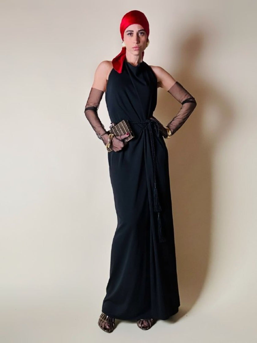 Vintage La Perla floor-length dress with a halter neckline and built-in bodysuit