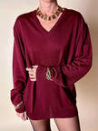 Pullover con scollo a V in misto lana bordeaux Wifshire