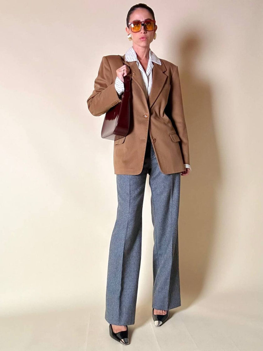 Vintage Max Mara blazer in pure dark camel cashmere
