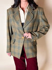 Blazer Yves Saint Laurent de lana con estampado de Príncipe de Gales verde y ocre