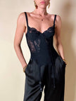 Bustier con guêpière in pizzo nero e seta “La Perla”