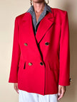 Blazer doppiopetto rosso Yves Saint Laurent con bottoni dorati a specchio