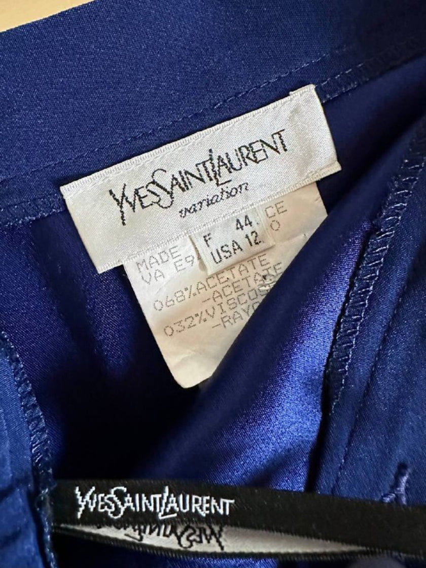 Gonna Yves Saint Laurent modello lungo a portafoglio blu oltremare