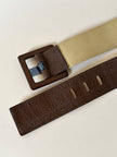 Cintura vintage Yves Saint Laurent in pelle marrone con maxi fibbia in resina