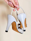 Sandali in pelle bianca con tacco a spillo “Yves Saint Laurent”