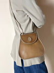 Borsa Yves Saint Laurent in tessuto plastificato millerighe color cammello con riporti in pelle argilla