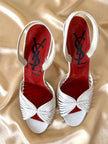 Sandali in pelle bianca con tacco a spillo “Yves Saint Laurent”