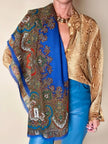Foulard Yves Saint Laurent in lana leggera blu elettrico fantasia paisley