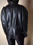 Giacca biker vintage in pelle nera ultra soft con fodera trapuntata in raso
