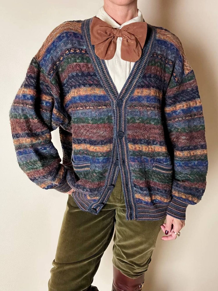 Cardigan Missoni Sport in lana operata a righe orizzontali