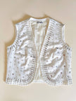 Gilet in crêpe bianco con paillettes ricamate “Brunella Mode”