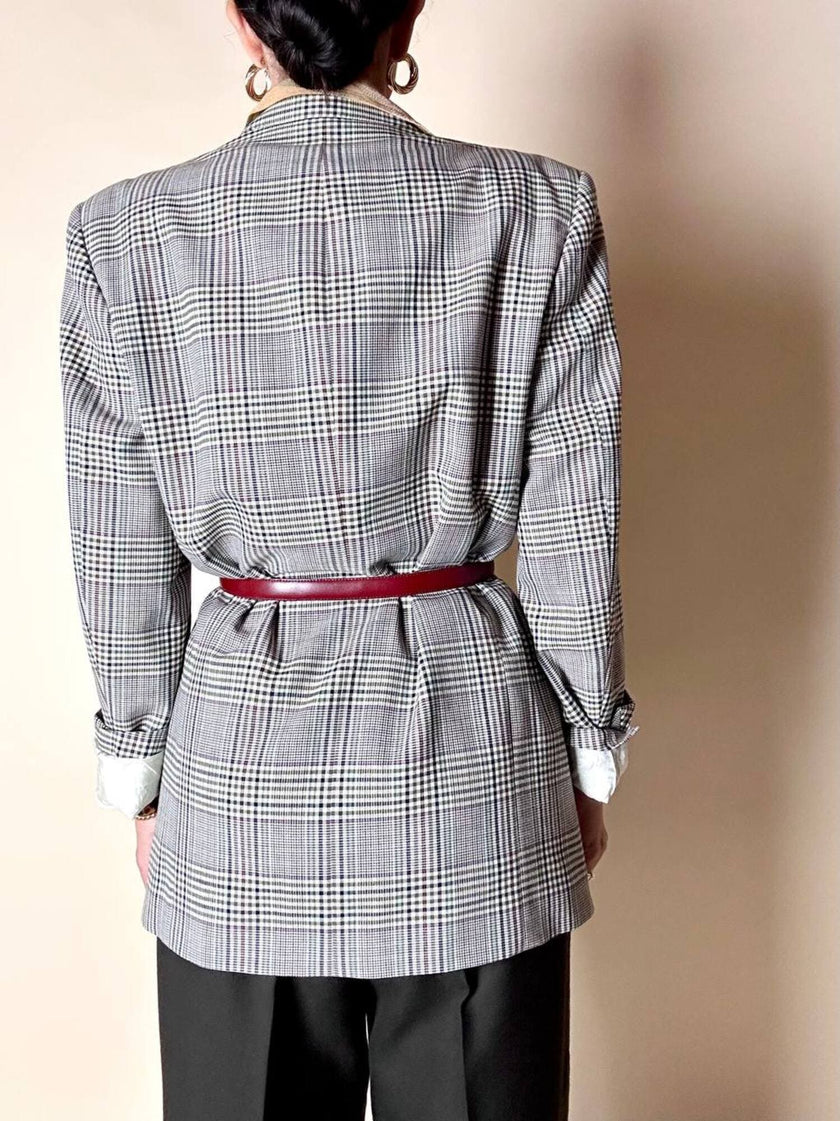 Blazer Yves Saint Laurent in rasato di lana principe di Galles