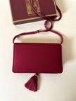 Borsa vintage Guy Laroche Paris in raso color lampone con nappa couture