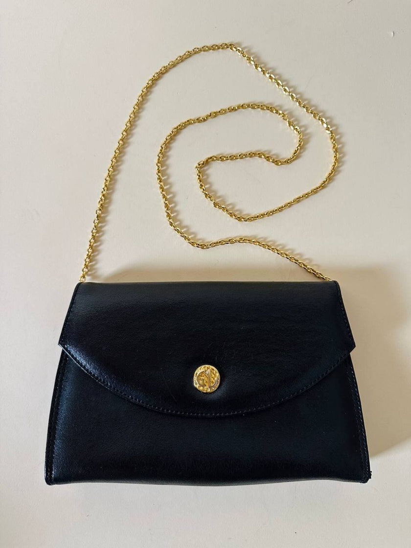 Borsa vintage Guy Laroche Paris in pelle nera