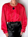 Camicia vintage Yves Saint Laurent in raso jaquard rosso con bottoni neri