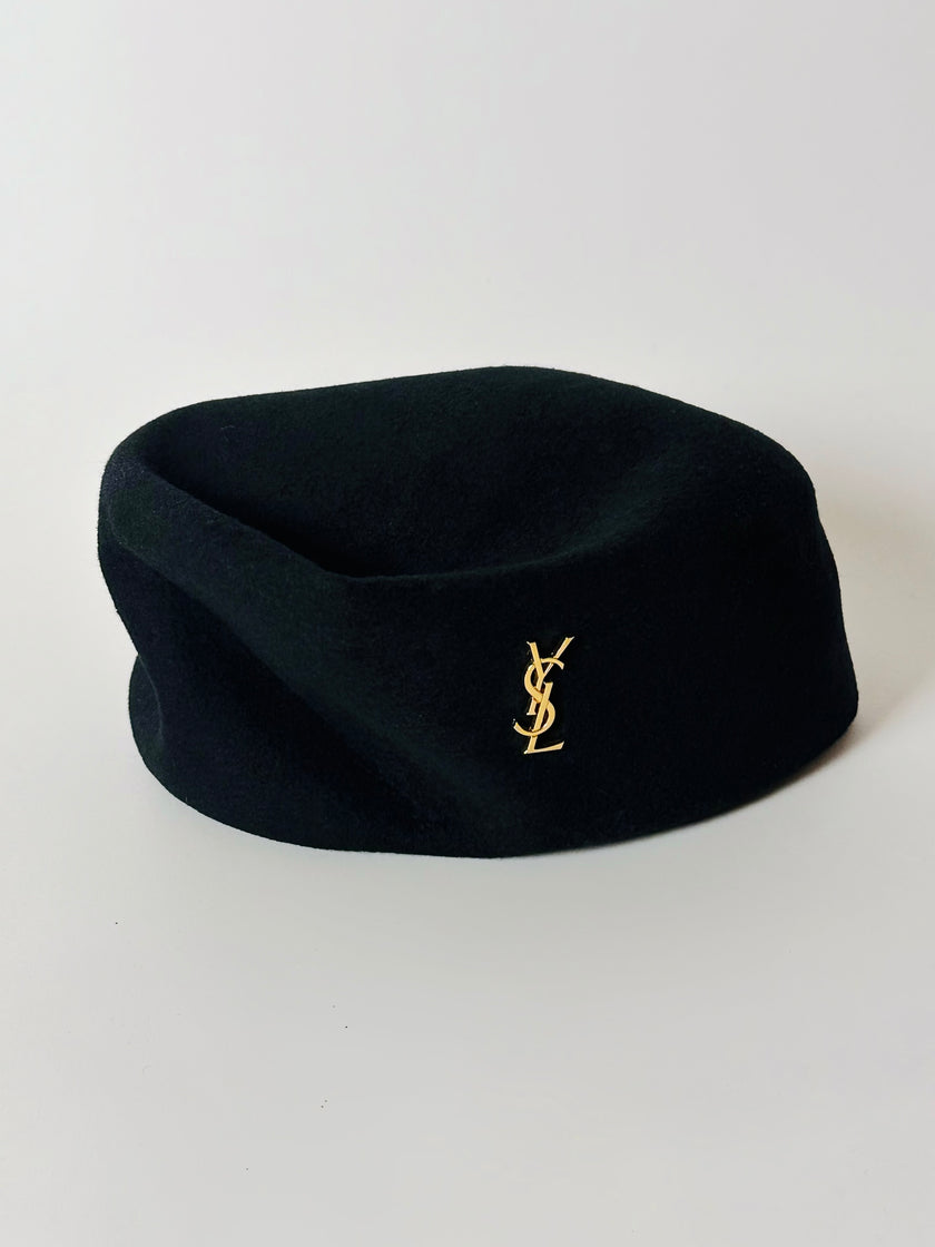 Cappello vintage Benetton modelllo Pillbox in lana nera nuovo con cartellino