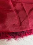Cappottino in lana e mohair con fantasia a righe diagonali in due tonalità di rosso
