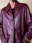 Giaccone svasato in pelle bordeaux “Allegra”