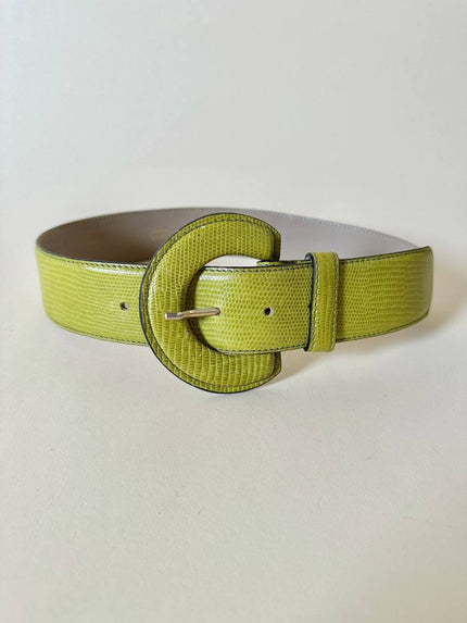 Cintura in pelle stampa tejus verde acido “Laura Prisco”