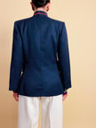 Blazer Yves Saint Laurent blu navy con maxi bottoni oro