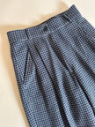 Pantalone a vita alta in lana pied de poule grigio e ottanio Basile