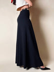 Gonna lunga in crepe nero “Yves Saint Laurent”