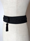 Cintura vintage Nina Ricci nera in passamaneria intrecciata con nappa couture