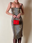 Mini bag vintage Versace Profumi in raso rosso con borchia medusa